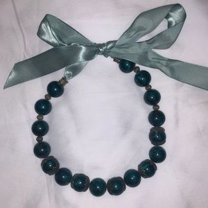 Dark Teal and Gold Stone Necklace